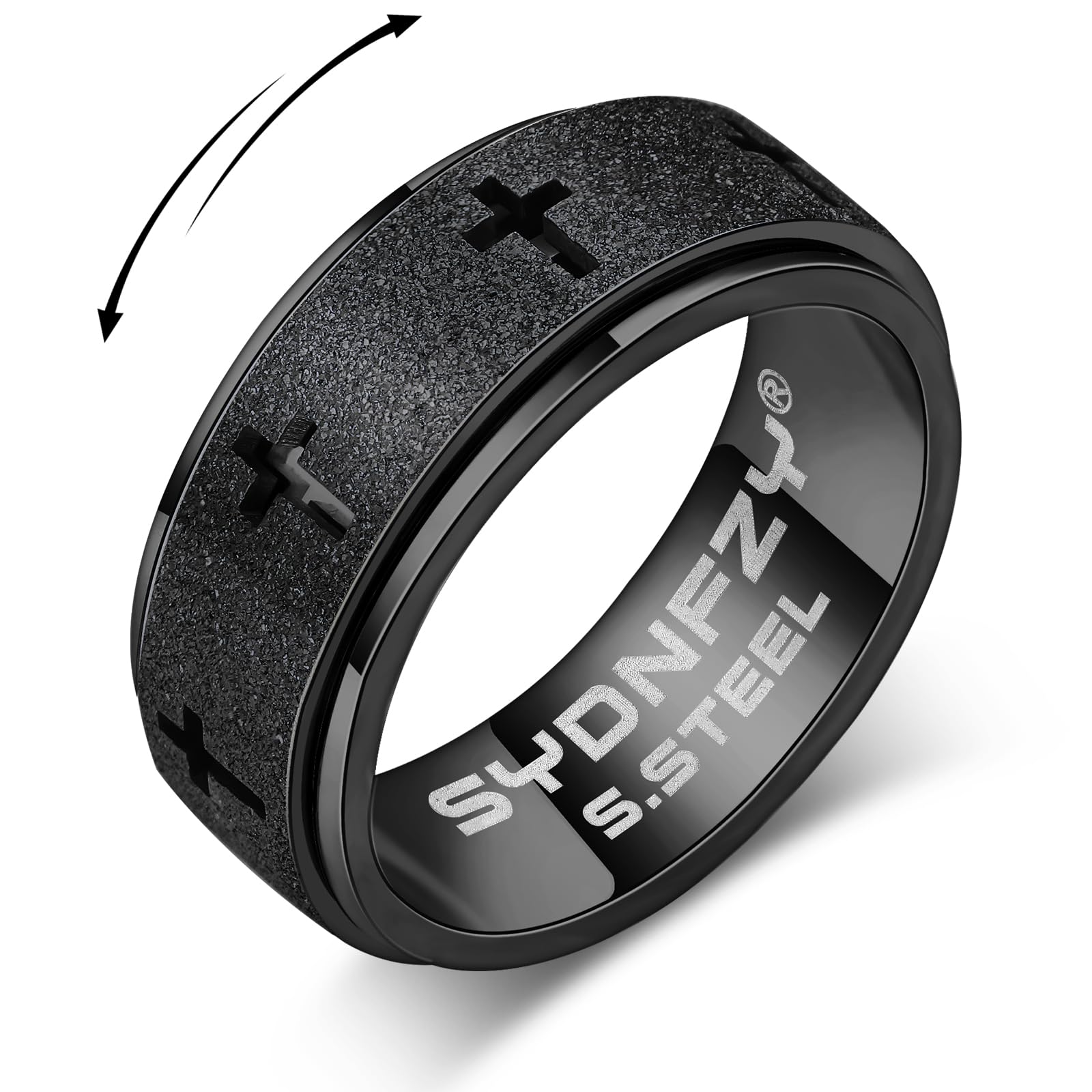 SYDNFZY anxiety spinner ring black 8mm rotor aids focus during tasks