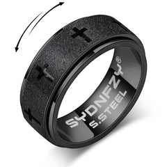 SYDNFZY Anxiety Spinner Ring front view with 8mm spinner for discreet focus.