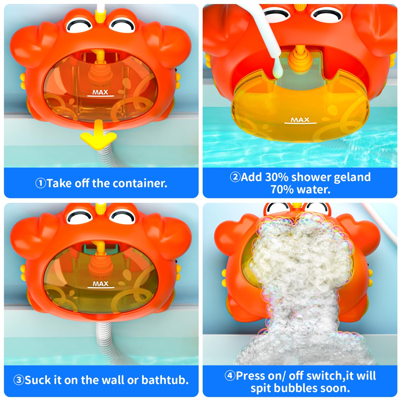 SYHLN gift-ready packaging for a bath toy and shower head combo