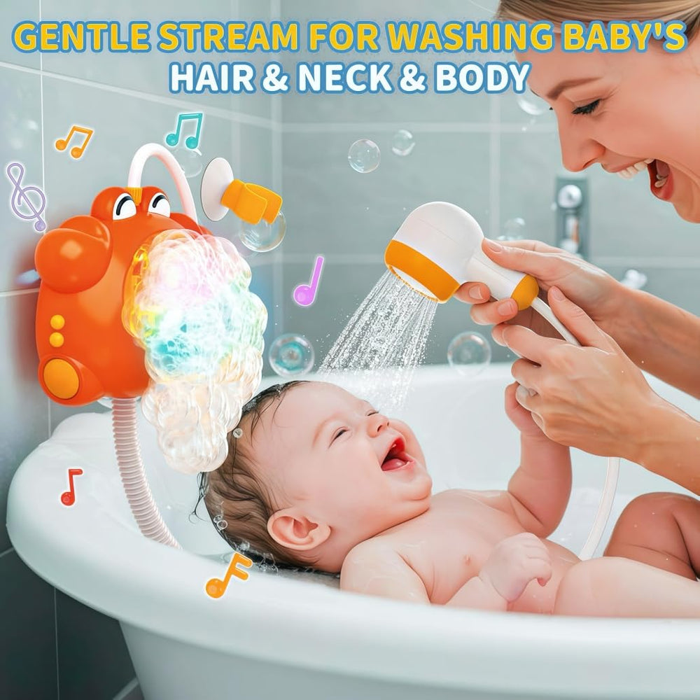 SYHLN rechargeable bubble machine lights up and plays music for bath fun