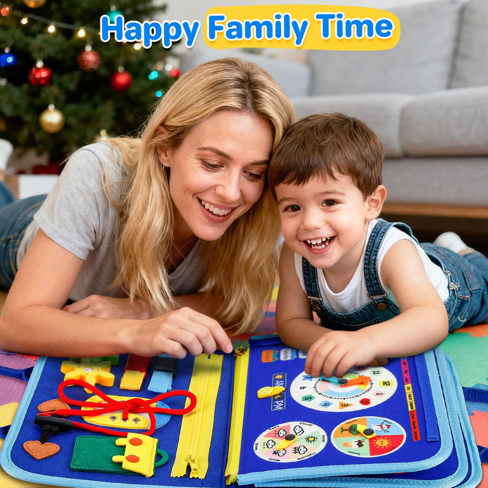 SYHLN toddler using the busy board to improve fine motor skills during play