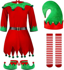 Syhood elf costume hat completes Santa's helper look for kids