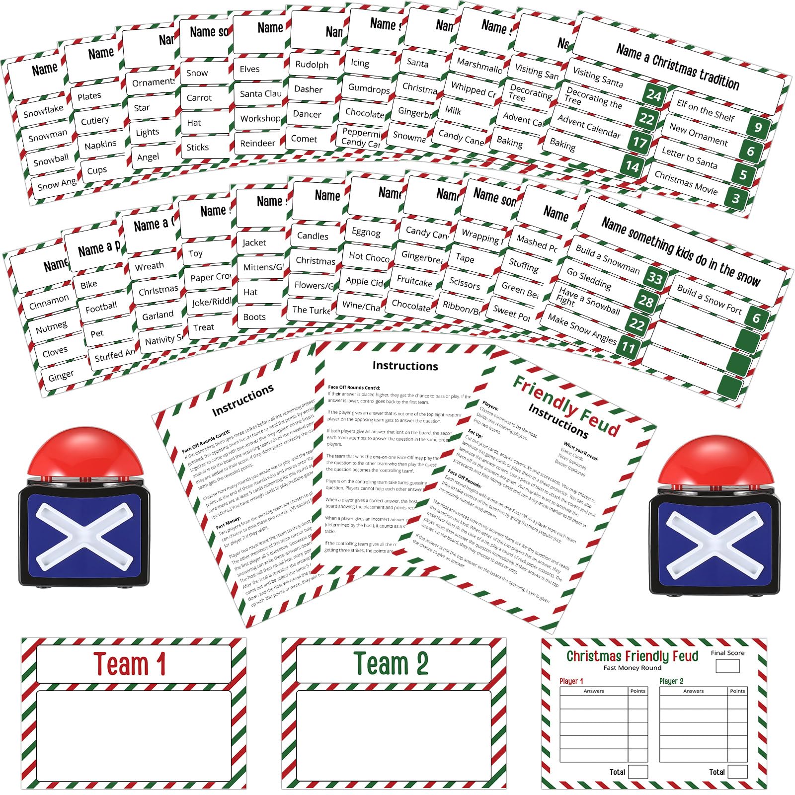 Syhood Christmas Feud game set enhances festive gatherings with ready-to-go cards.