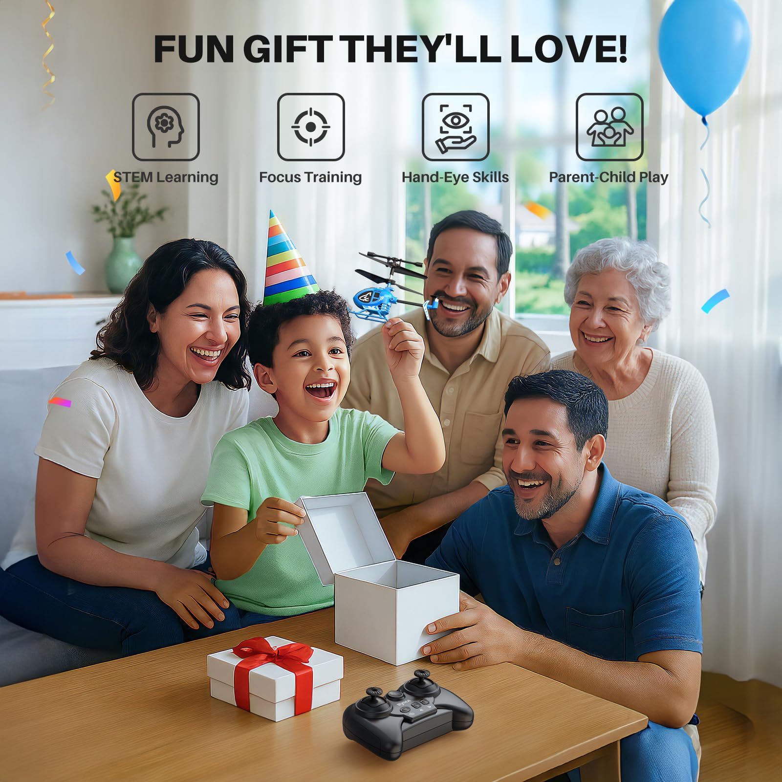 Syma gift-ready RC helicopter ideal for birthdays and holidays.
