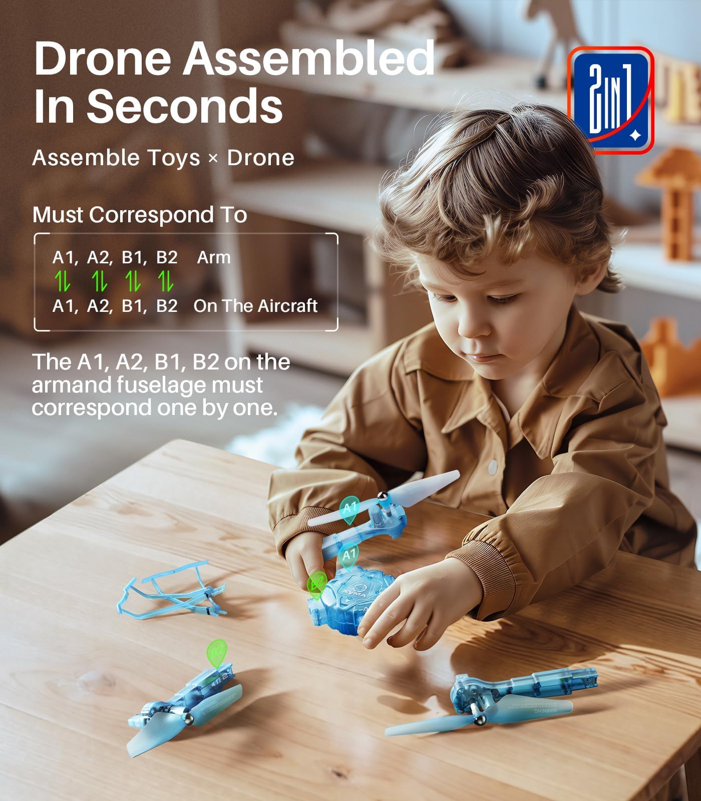 SYMA mini drone during interactive assembly for kids