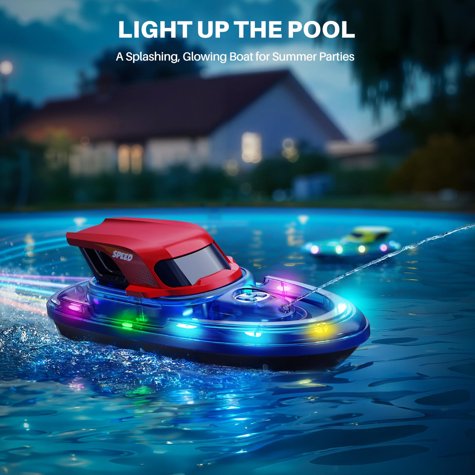 Durable ABS hull with waterproof seal designed for splashes and rough use.
