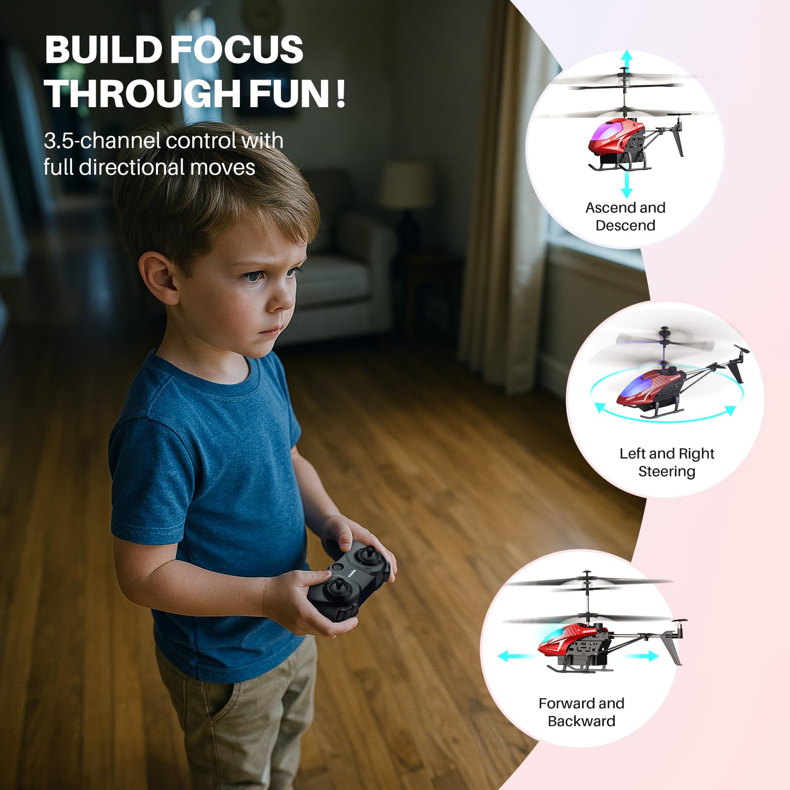 SYMA RC helicopter obstacle sensors help auto-avoid walls safely.