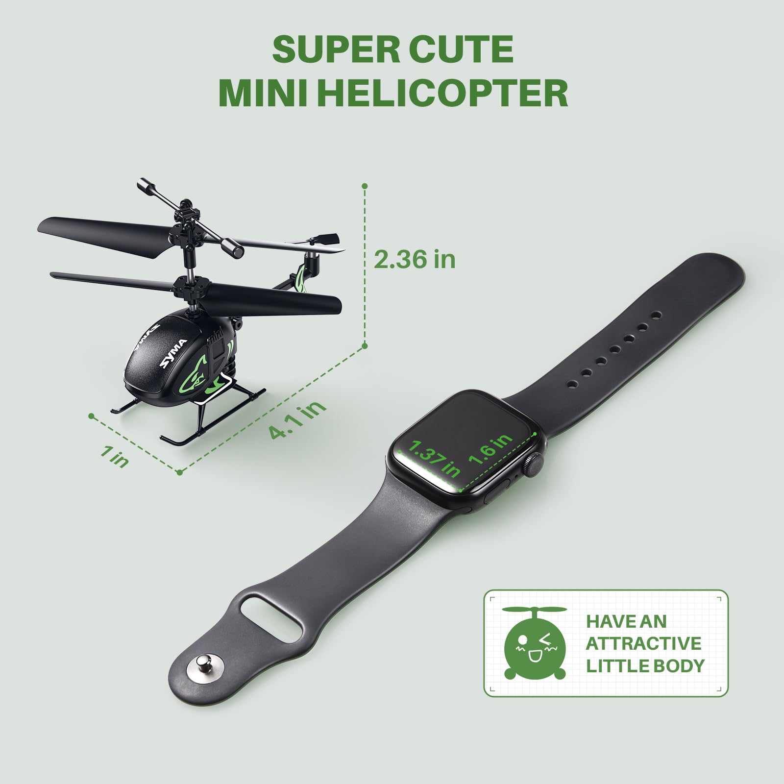 SYMA S100 pocket size design highlights a palm sized helicopter for on the go.