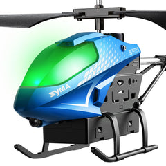 SYMA S107H-E helicopter in flight with two batteries for extended playtime