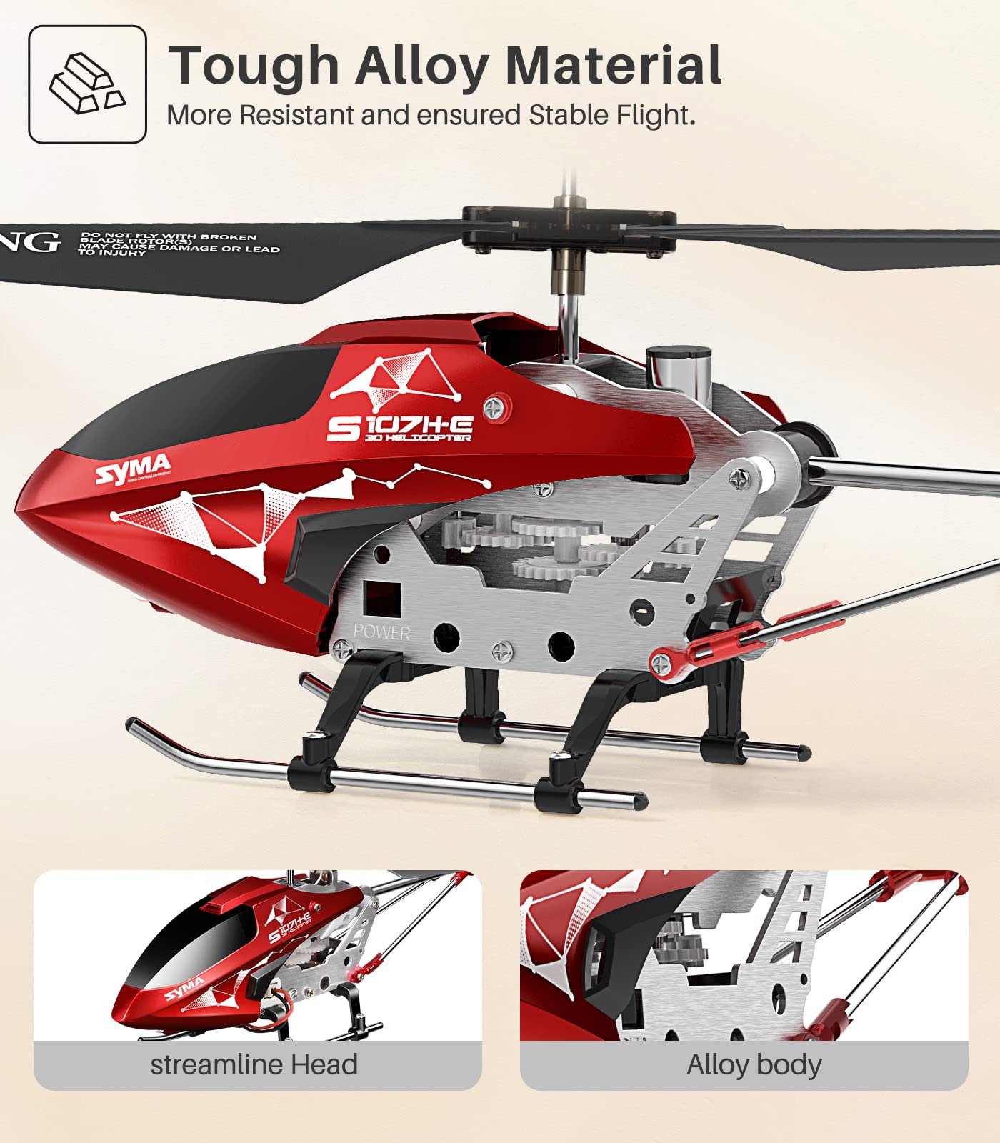 SYMA S107H-E dual-battery pack extends flight time for family play.