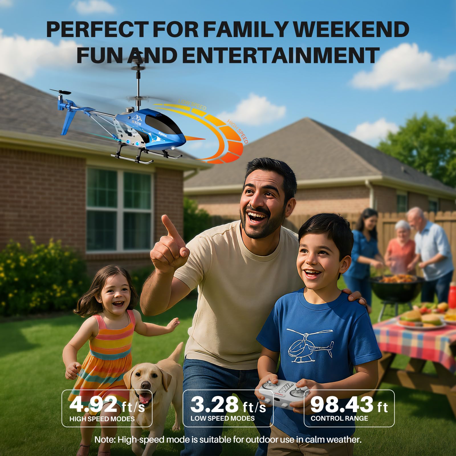 SYMA S107H-E compact toy ideal for indoor and calm outdoor use.