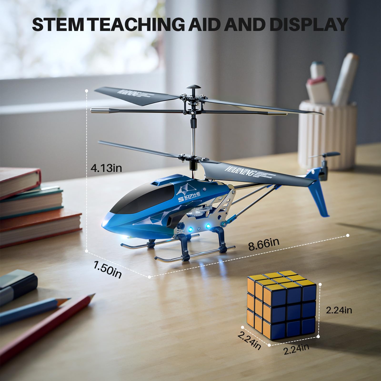 SYMA S107H-E low-battery warning via LED indicators.