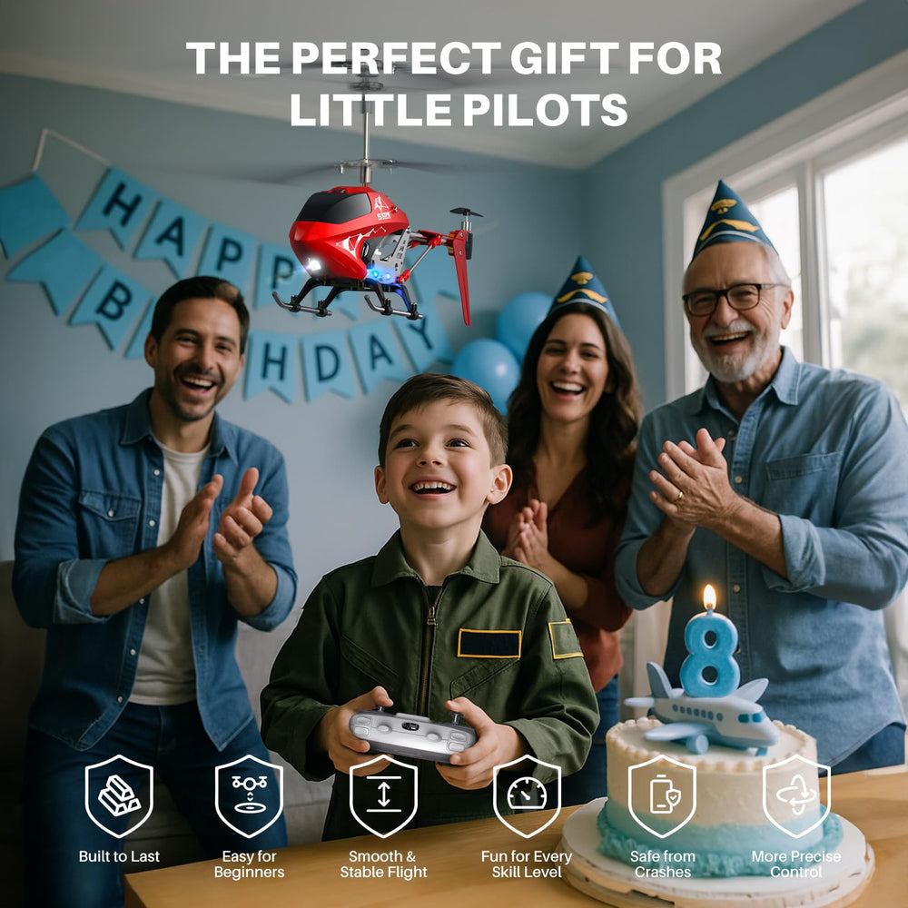 SYMA S107H-E remote control with simple one-button takeoff.