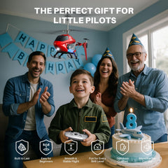 SYMA S107H-E remote control with simple one-button takeoff.