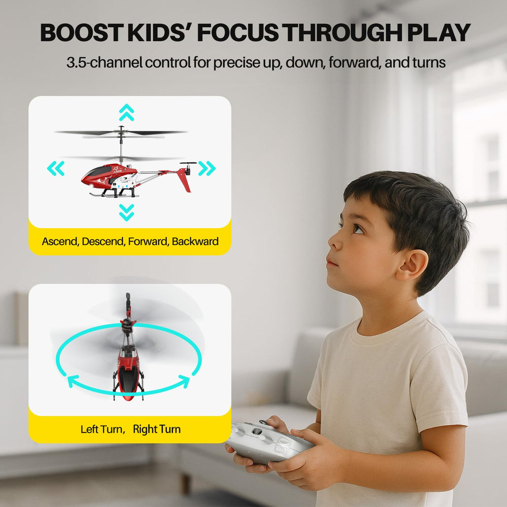SYMA S107H-E two-speed modes for beginners and faster flights.