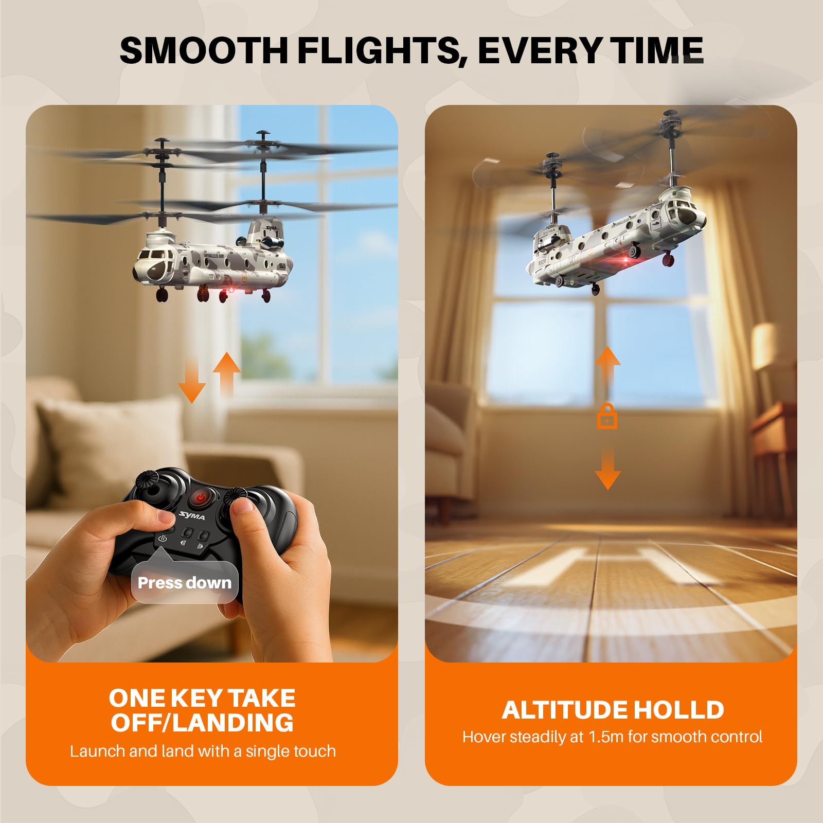 SYMA S52H altitude hold provides steady hover for calm indoor practice