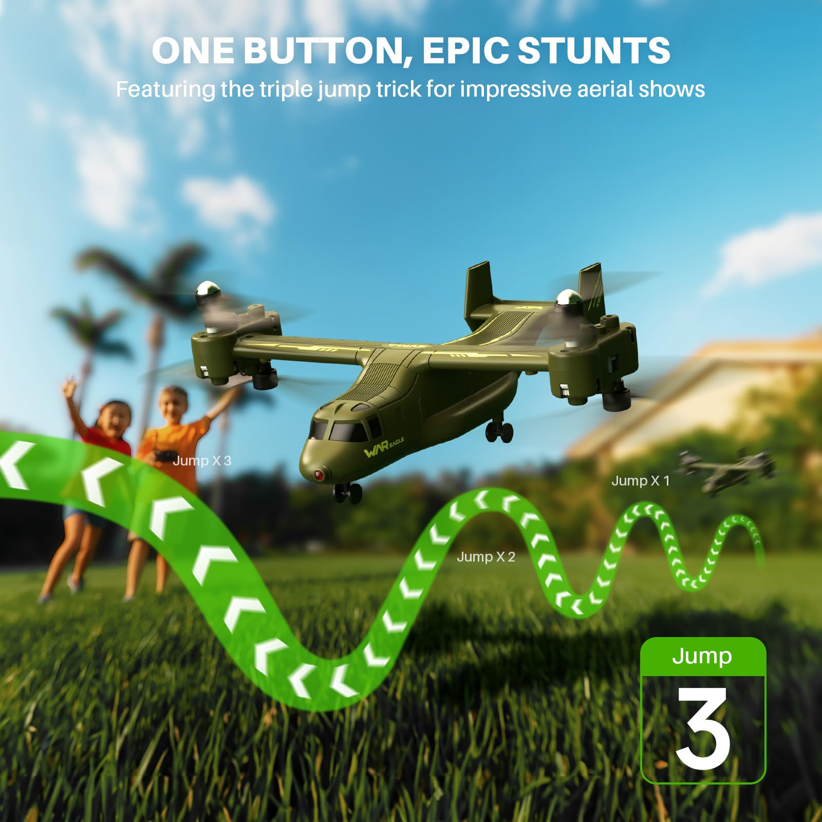 SYMA X550 performs 360-degree spins for dramatic aerial stunts.