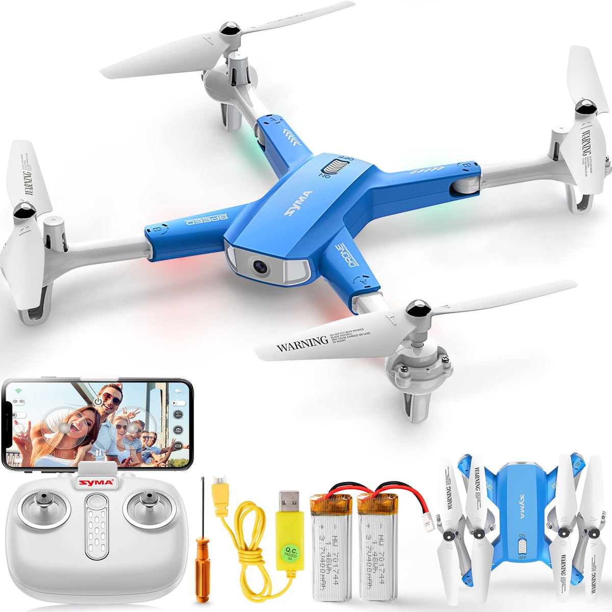 SYMA X800W foldable drone with camera for on-the-go aerial filming.