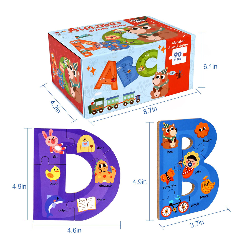 Synarry ABC puzzle with colorful letters encourages recognition and focus.