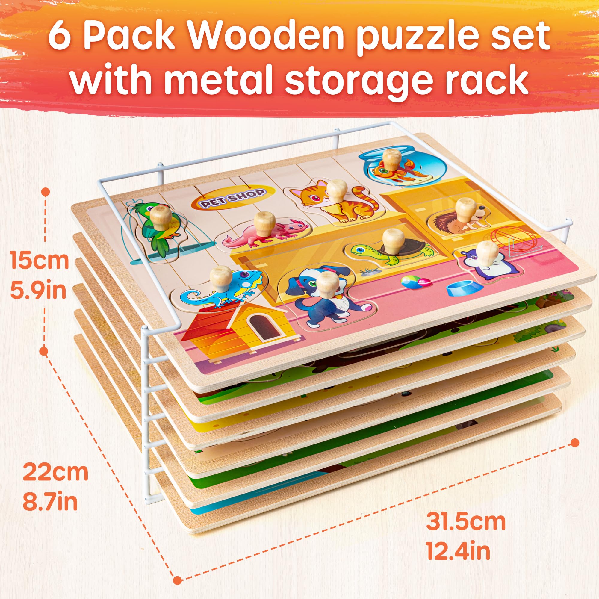 SYNARRY baby-first wooden puzzles support sensory exploration during play.