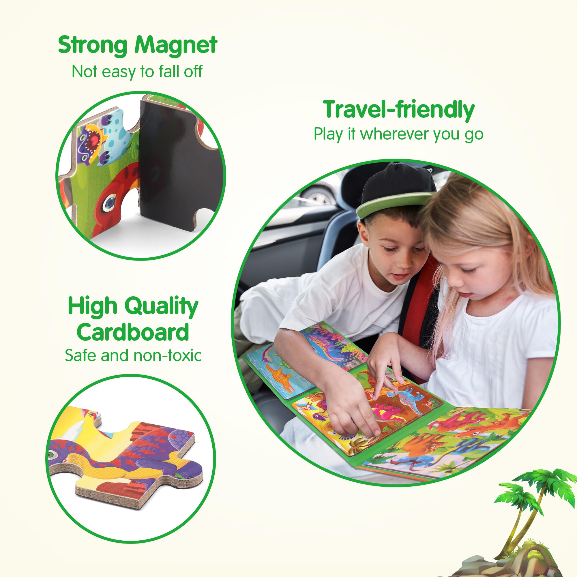 Synarry dinosaur puzzle uses large pieces for easy grasp by toddlers.