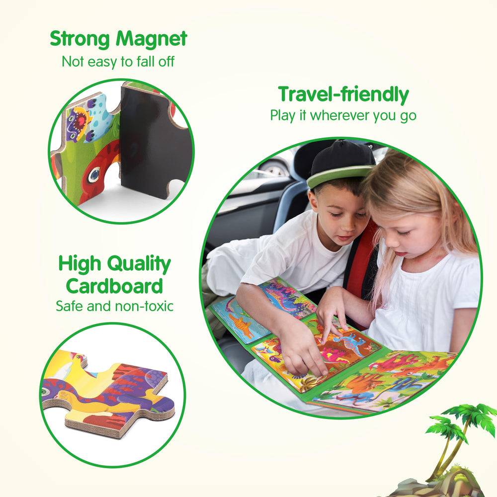 Synarry dinosaur puzzle uses large pieces for easy grasp by toddlers.