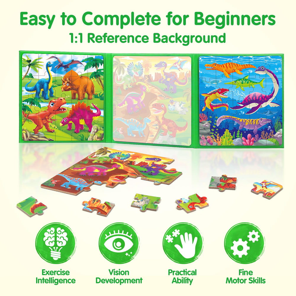Synarry puzzle pieces have rounded edges for safe handling by little hands.