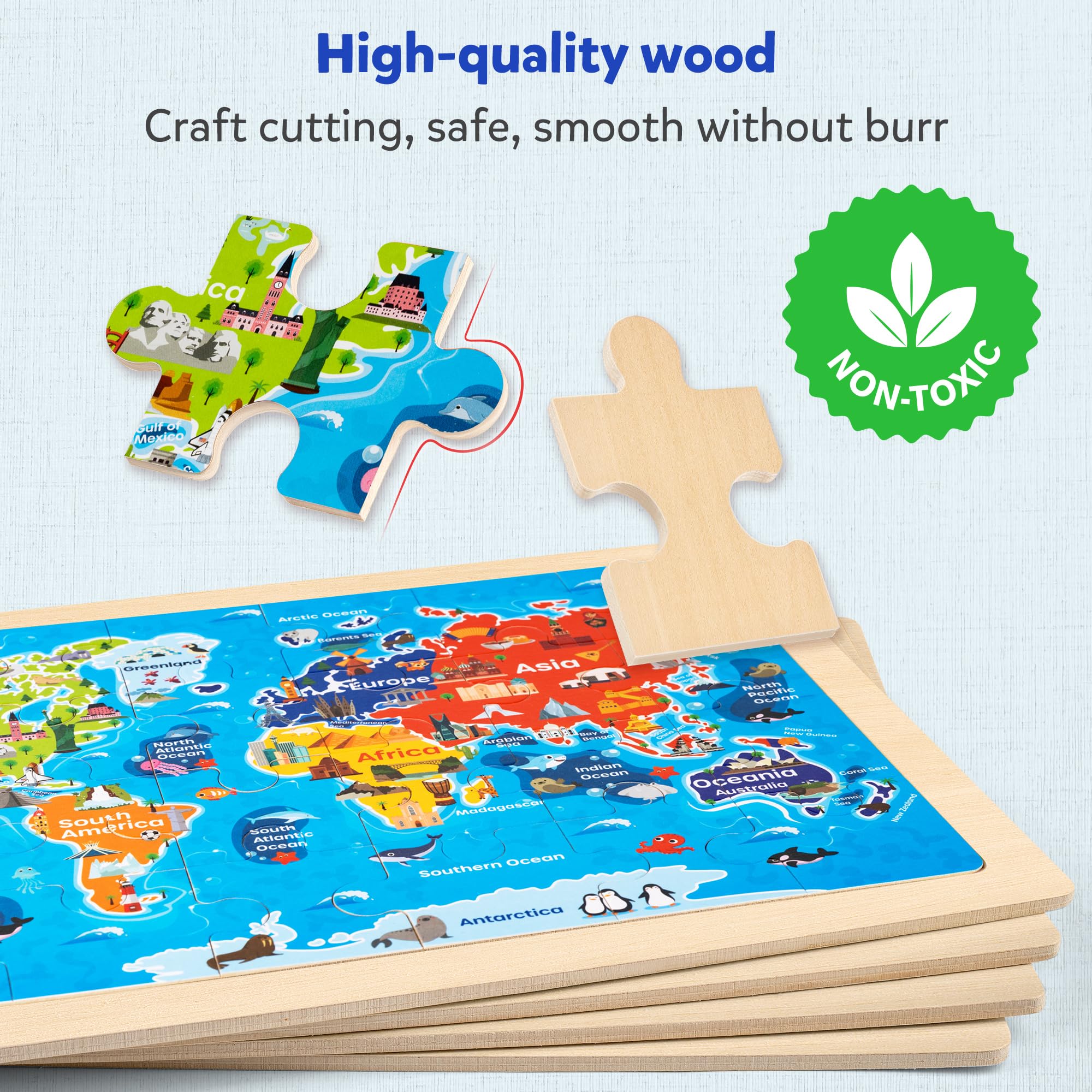 SYNARRY Earth wooden puzzle pieces to introduce the planet concept