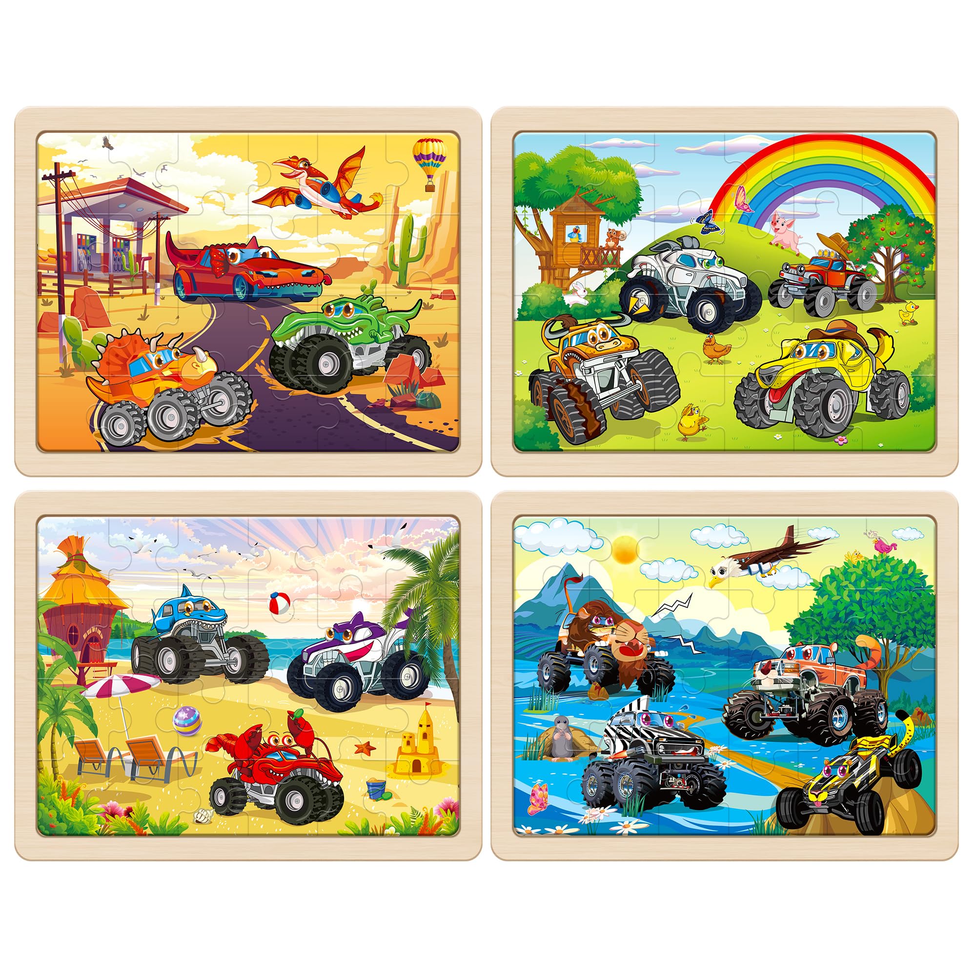 SYNARRY four-pack 24-piece puzzle set ready for family puzzle time.