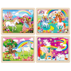 SYNARRY four-pack 24-piece wooden puzzles for kids ages 3-6