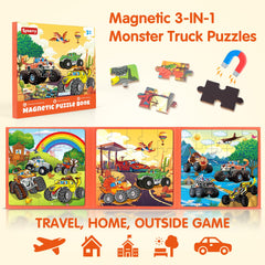SYNARRY magnetic puzzles truck desert dinosaur scene supports travel without fuss