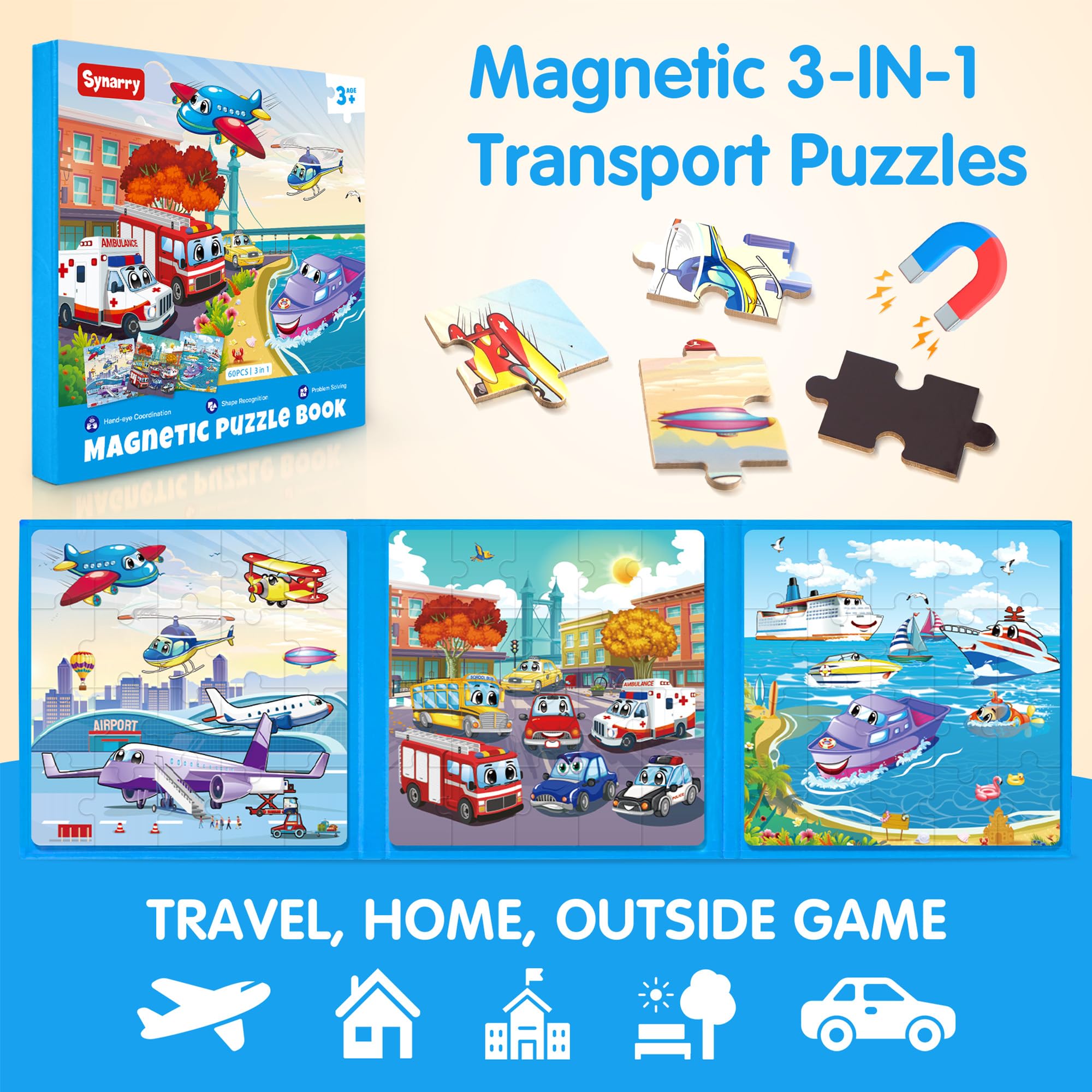 SYNARRY magnetic travel puzzles for car and plane journeys