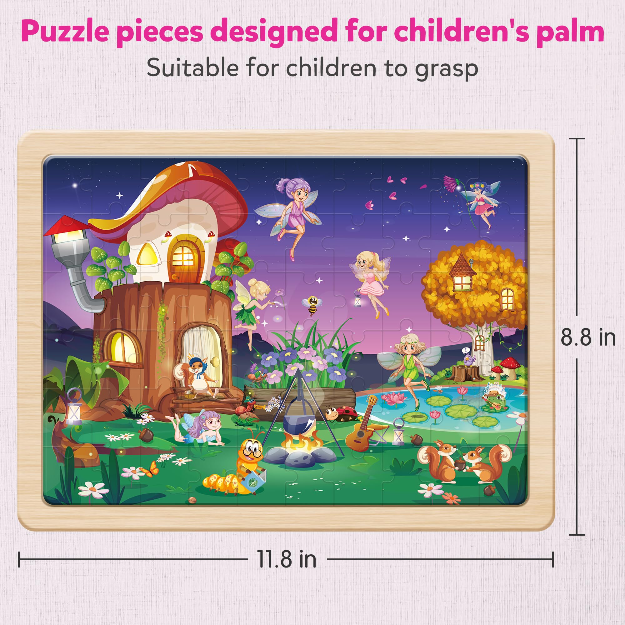 SYNARRY Mermaid wooden puzzle – removable illustrations underneath aid reference during play.