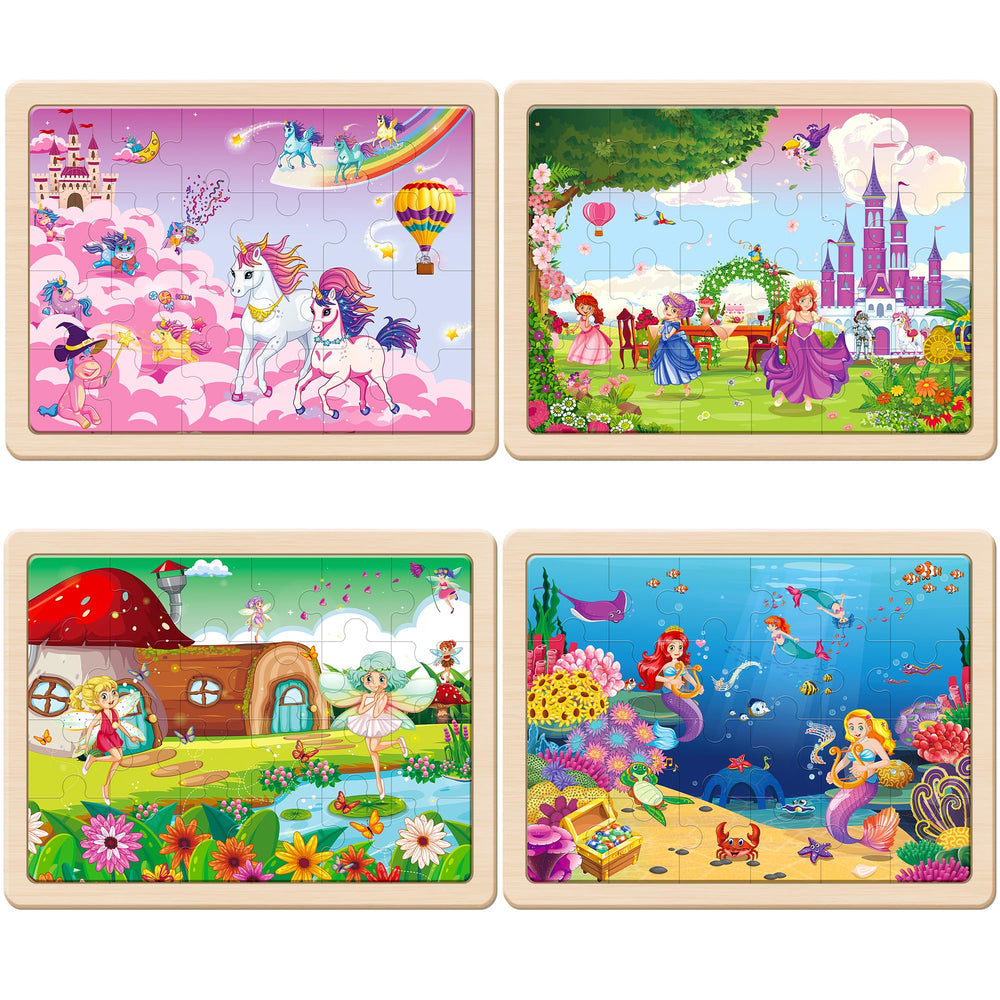 SYNARRY Princess puzzle wood set supports storytelling and spatial awareness.