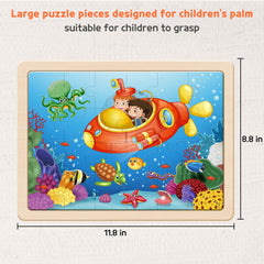 SYNARRY puzzle frame and pieces arranged for easy assembly and storage.
