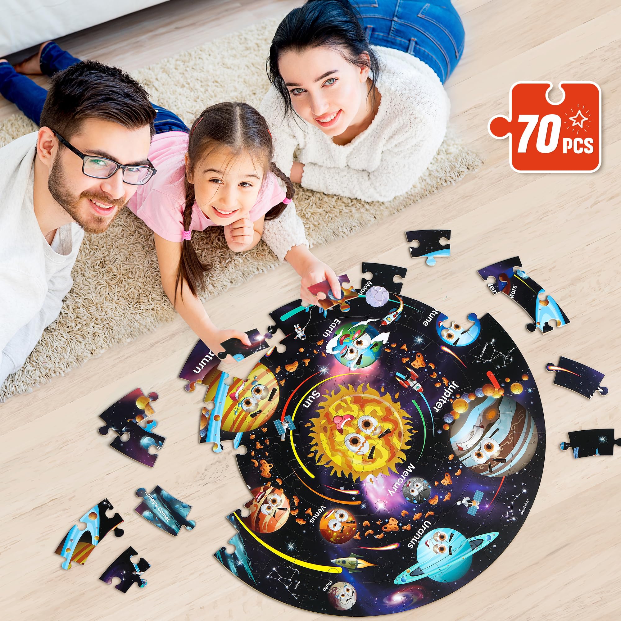 SYNARRY Solar System puzzle box keeps pieces organized for easy storage after play