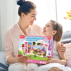 SYNARRY Thick wooden pieces ensure durability for busy toddlers.