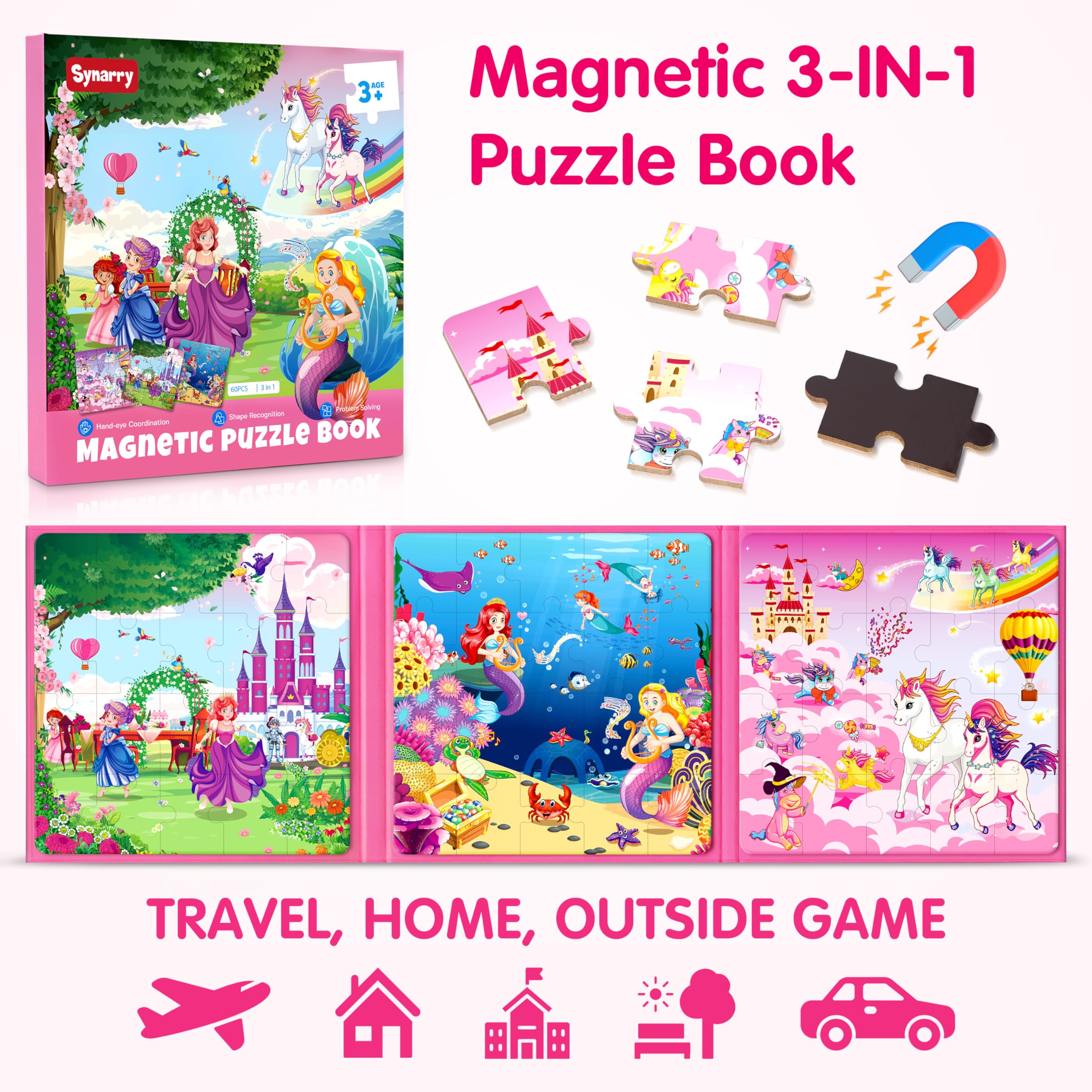 SYNARRY travel-friendly magnetic puzzles in a compact book for trips