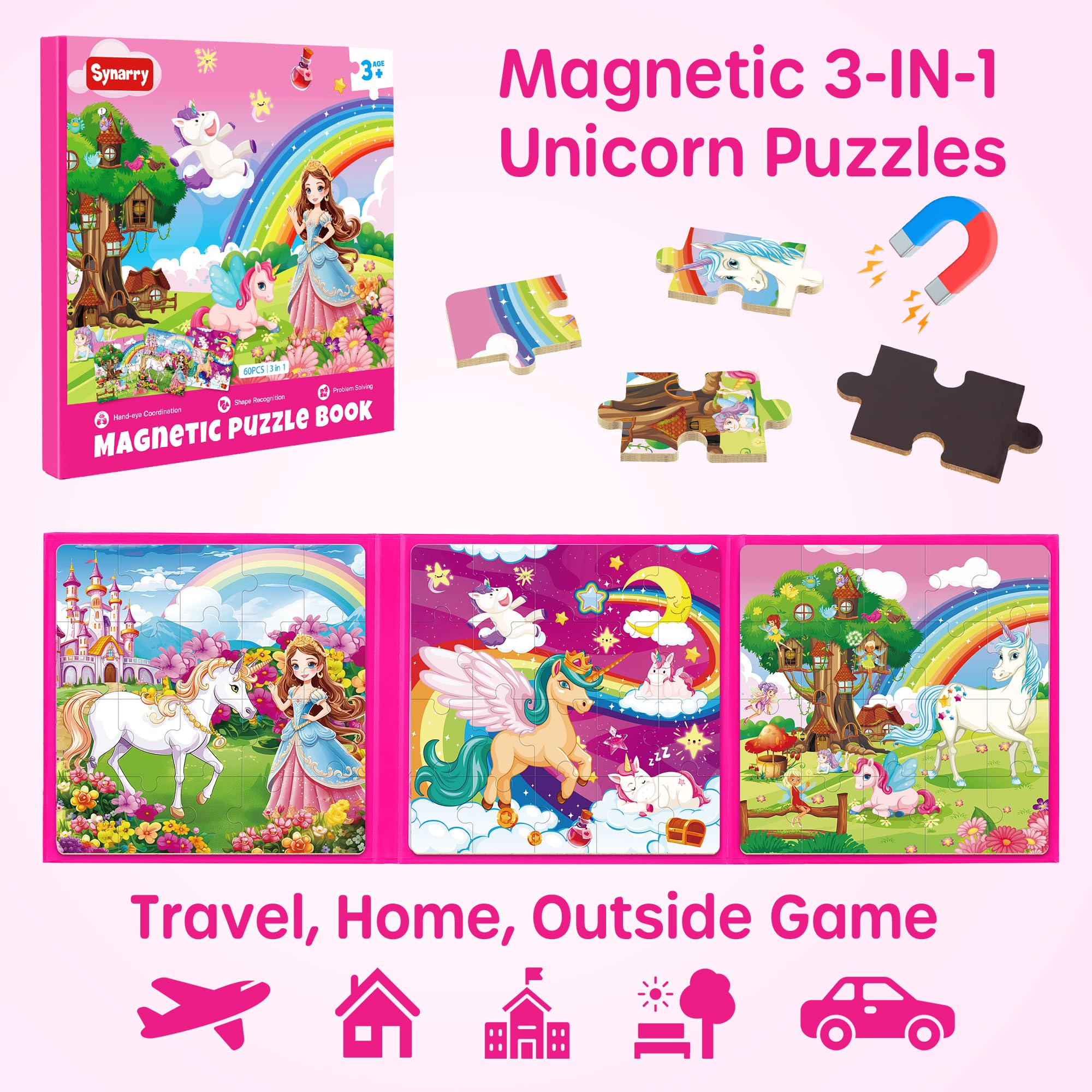 SYNARRY travel-friendly magnets secure pieces during car and plane trips.