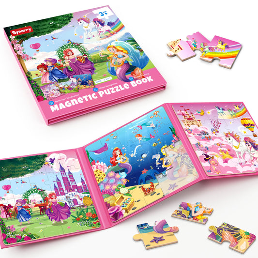 SYNARRY Unicorn Mermaid Princess magnetic puzzle scene promotes imaginative play