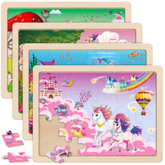 SYNARRY Unicorn puzzle wood set enhances imagination and fine motor skills.