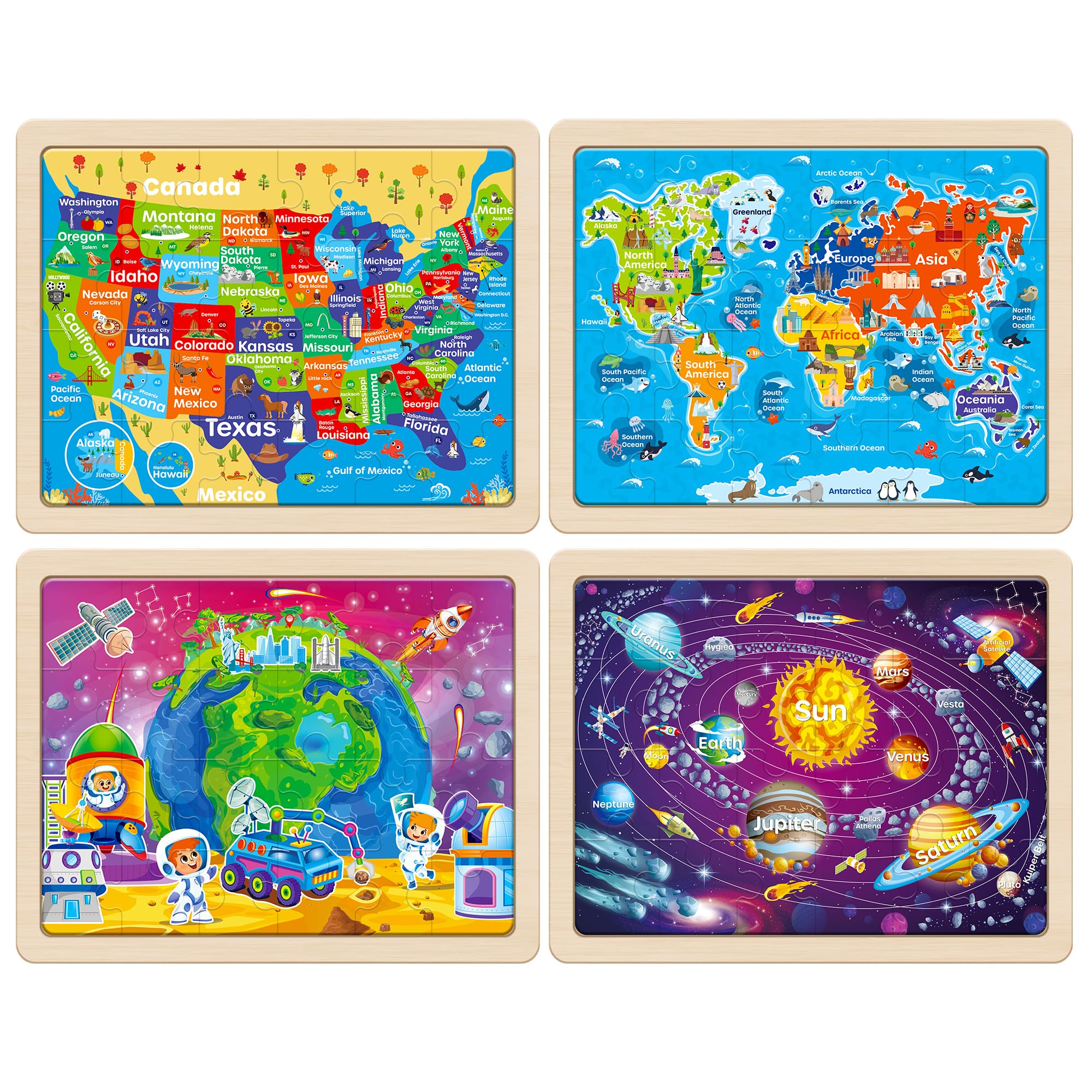 SYNARRY US map wooden puzzle pieces for geography learning and play