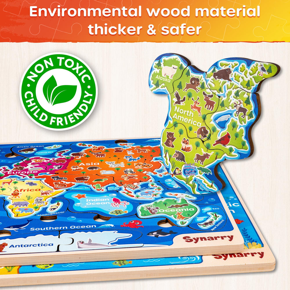 SYNARRY US World Puzzles polished edges ensure safe handling for kids.