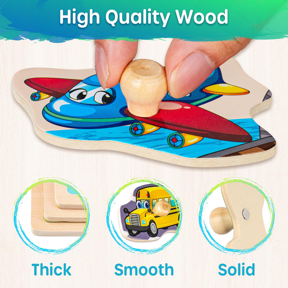 SYNARRY wooden puzzle animal and dinosaur pieces for imaginative play