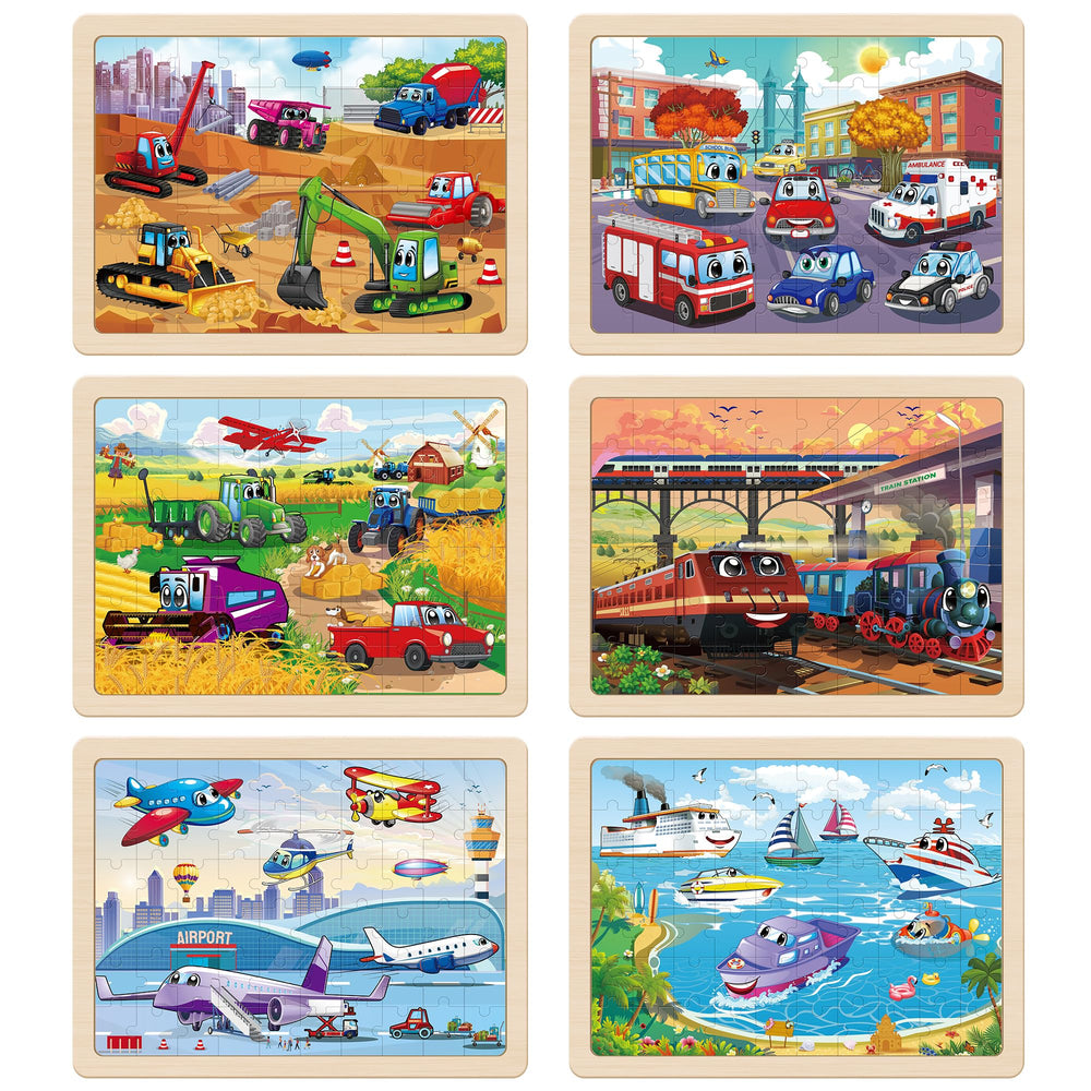 SYNARRY wooden puzzle emergency vehicle scene supports problem-solving and imaginative play