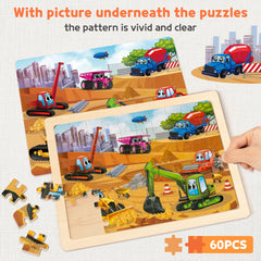 SYNARRY wooden puzzle farm vehicle picture enhances concentration and tactile exploration