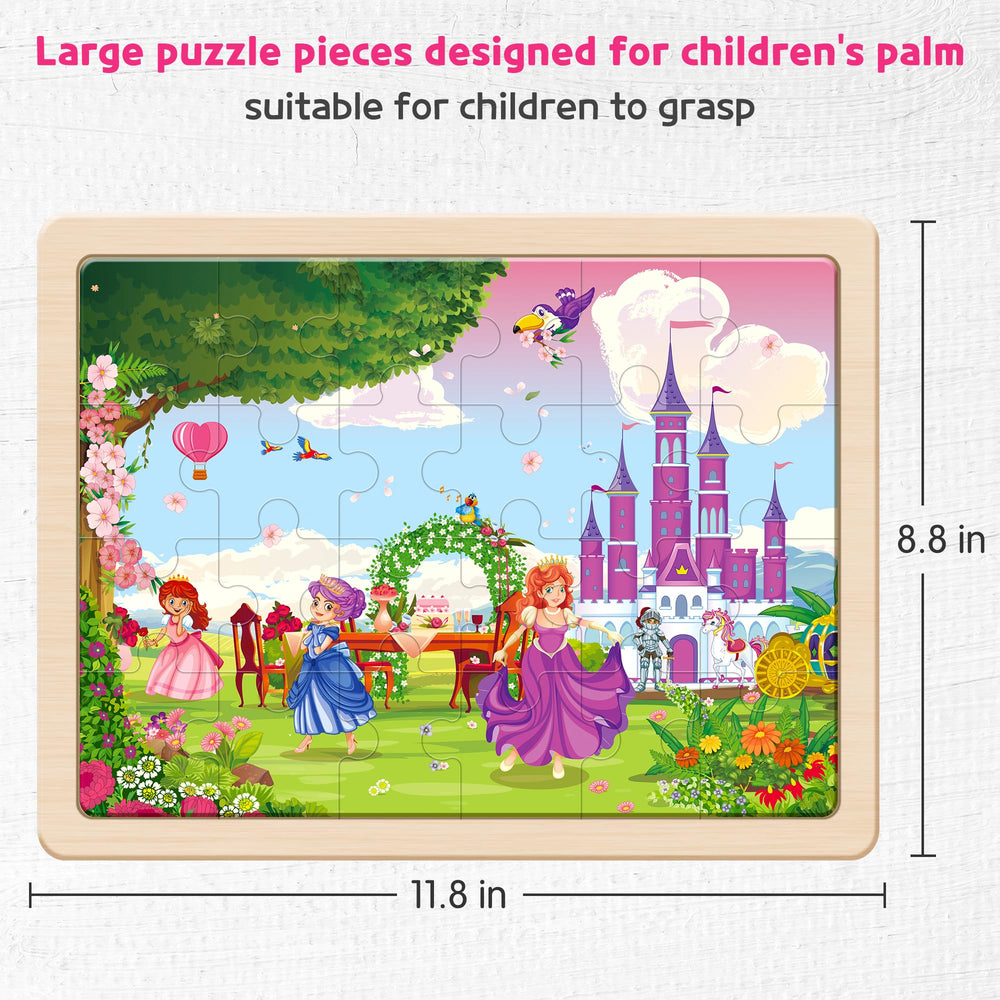 SYNARRY Wooden puzzle frame helps keep pieces organized during play.