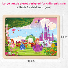 SYNARRY Wooden puzzle frame helps keep pieces organized during play.