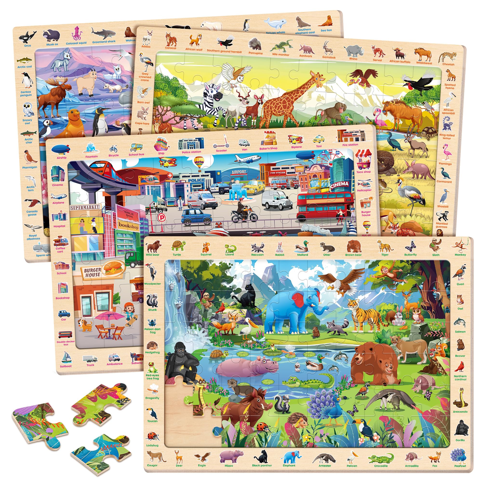 SYNARRY wooden puzzle jungle scene for problem solving and imaginative play