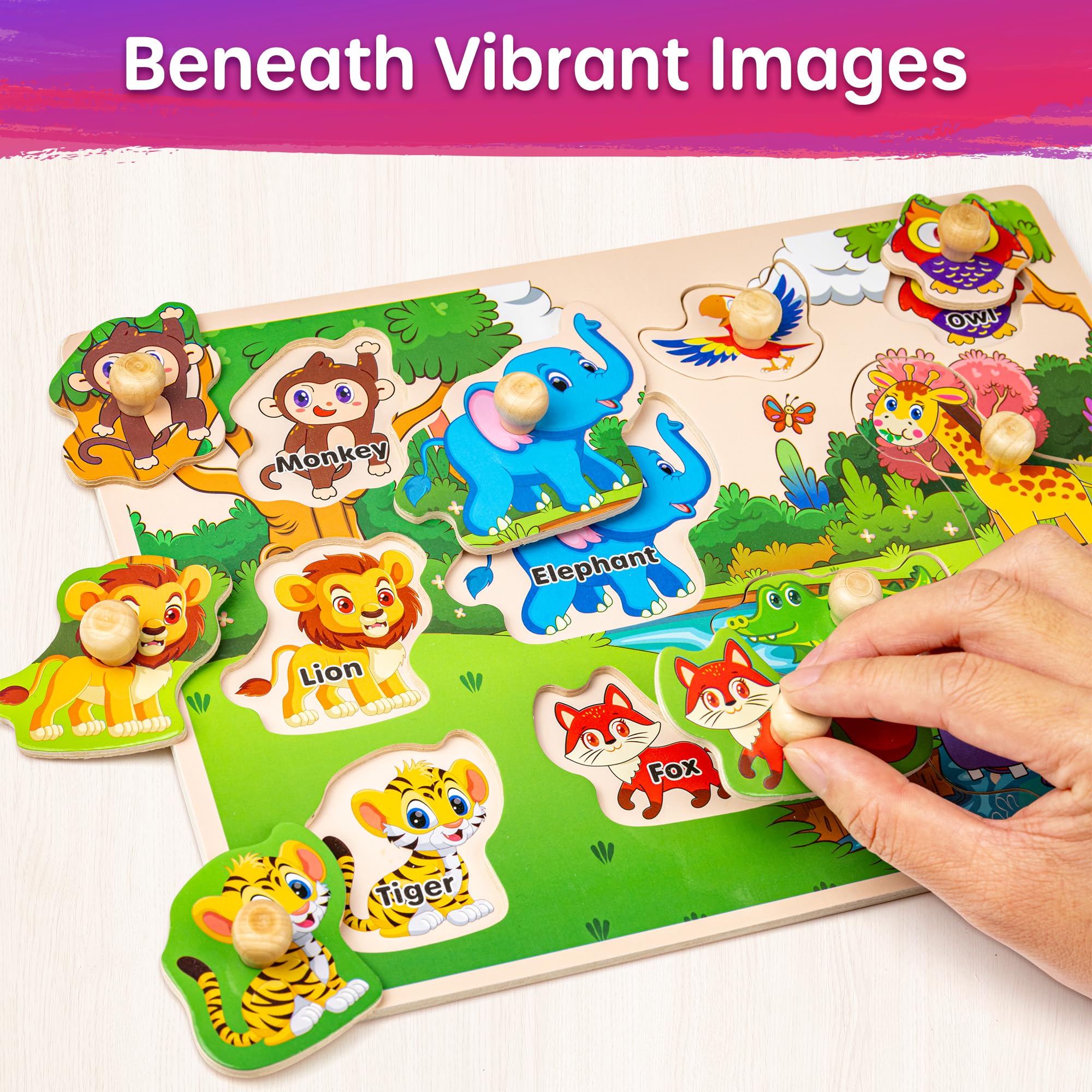 SYNARRY wooden puzzle shapes for fine motor practice and recognition